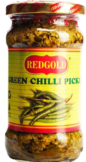 Red Gold Green Chilli Pickle Jar PNG Image