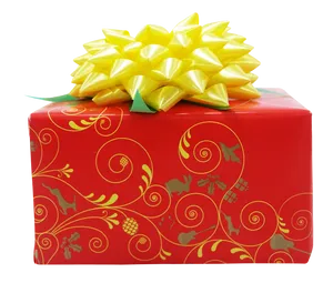 Red Golden Birthday Gift Present PNG Image