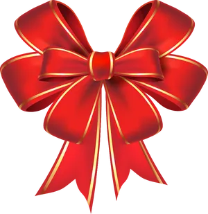 Red Golden Bow Illustration.png PNG Image