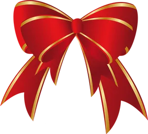 Red Golden Ribbon Bow PNG