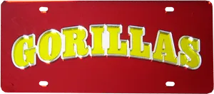 Red Gorillas License Plate PNG Image