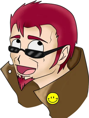 Red Haired Anime Character Smiling PNG Image