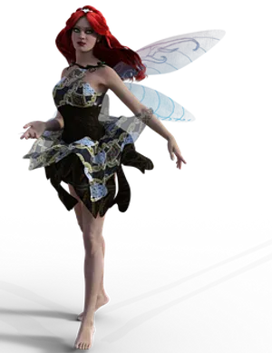 Red Haired Fairywith Blue Wings PNG