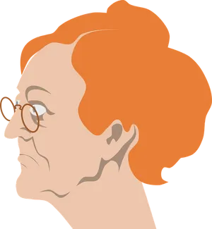 Red Haired Granny Profile Illustration PNG Image