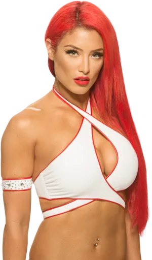 Red Haired Woman In White Athletic Wear PNG Image