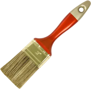 Red Handled Paintbrush Isolated PNG Image