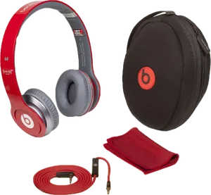 Red Headphonesand Accessories PNG Image