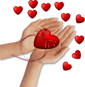 Red Heart Giftin Hands Transparent Background PNG Image