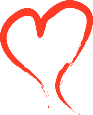 Red Heart Outline Artistic Black Background PNG Image