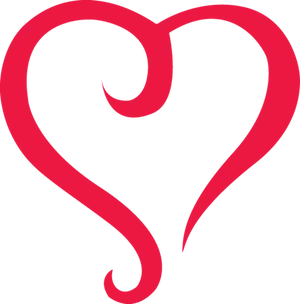 Red Heart Outline Artistic Design PNG Image