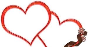 Red Heart Outline Floral Accent.png PNG Image