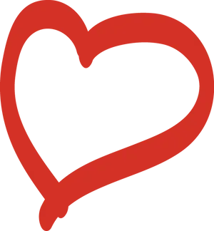 Red Heart Outline Vector PNG Image