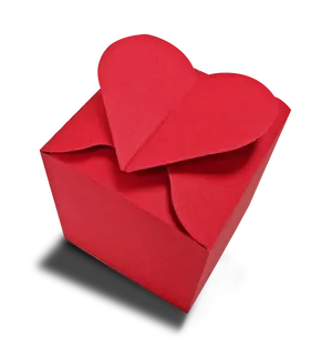 Red Heart Paper Art PNG Image