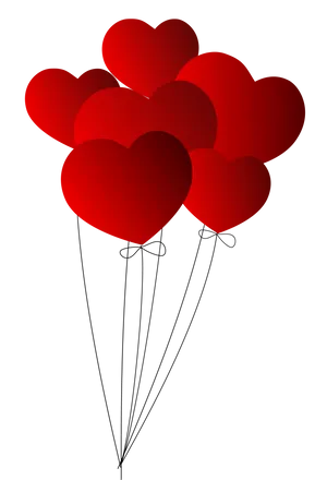 Red Heart Shaped Balloons PNG Image