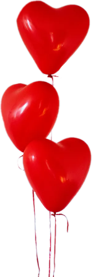 Red Heart Shaped Balloonson Black Background PNG Image