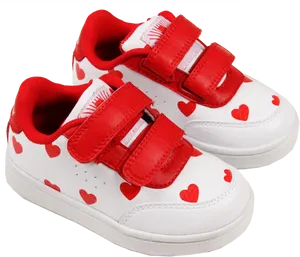 Red Heart White Kids Sneakers PNG Image