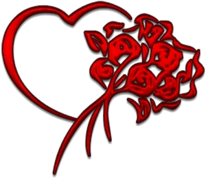 Red Heartand Roses Vector PNG Image