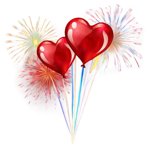 Red Hearts And Fireworks Png Bvd PNG Image