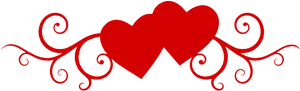 Red Hearts Flourish Design PNG Image