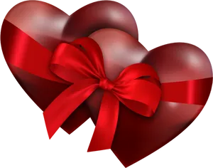 Red Heartswith Bow H D PNG Image