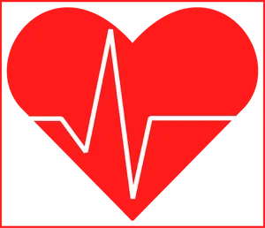 Red Heartwith Electrocardiogram Line PNG Image