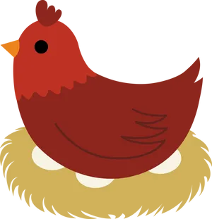 Red Hen Nestingon Eggs PNG Image