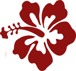 Red Hibiscus Silhouette PNG Image