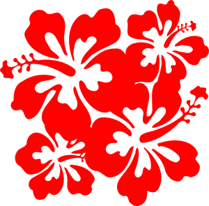 Red Hibiscus Silhouette Pattern PNG Image