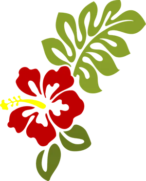 Red Hibiscus Vector Illustration PNG Image