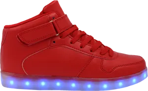 Red High Top Sneakerwith L E D Lights.png PNG Image