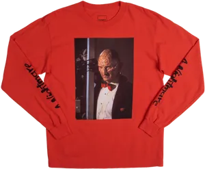 Red Horror Character Printed Sweatshirt PNG Image