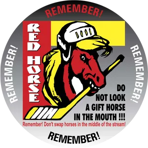 Red Horse Safety Reminder Graphic PNG Image