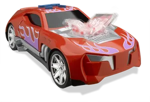 Red Hot Wheels Sports Car With Flames PNG Image