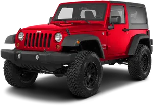 Red Jeep Wrangler Offroad Capability PNG Image