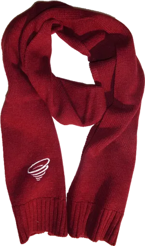 Red Knitted Scarfwith Embroidery PNG Image