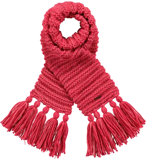 Red Knitted Scarfwith Tassels.png PNG Image