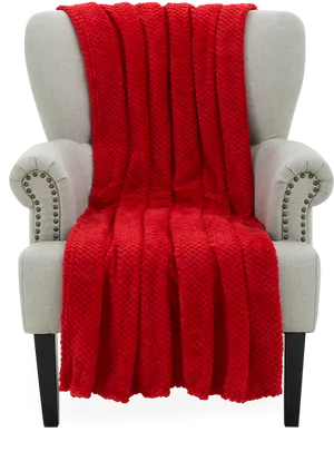 Red Knitted Throw Blanketon Chair PNG Image