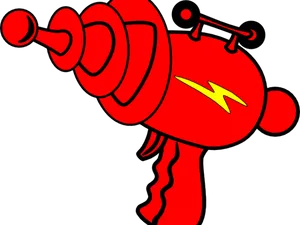 Red Laser Gun Cartoon Illustration PNG Image