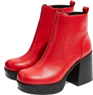 Red Leather Ankle Boots PNG