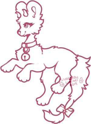 Red Lineart Cartoon Dog Sketch PNG Image