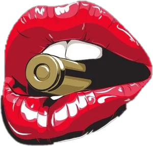 Red Lips Bullet Illustration PNG Image