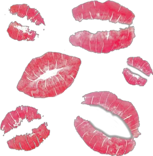 Red Lipstick Kiss Marks PNG Image