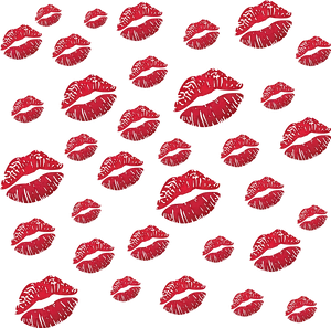 Red Lipstick Kisses Pattern PNG Image