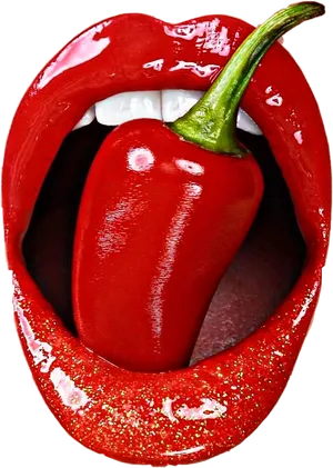 Red Lipswith Chili Pepper PNG Image