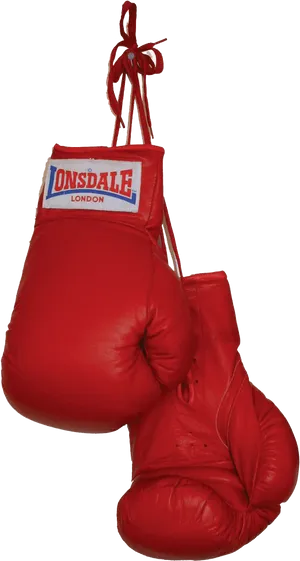 Red Lonsdale Boxing Gloves Hanging PNG Image