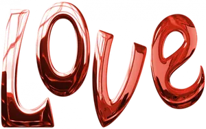 Red Love Balloon Letters PNG Image