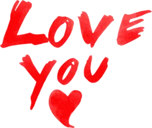 Red Love You Textwith Heart PNG Image