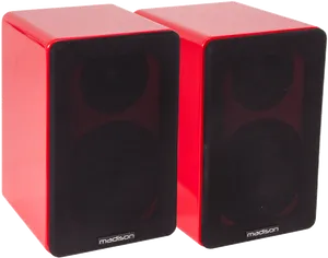 Red Madison Bookshelf Speakers PNG Image