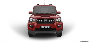 Red Mahindra Scorpio Front View PNG Image