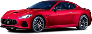 Red Maserati Gran Turismo Side View PNG Image